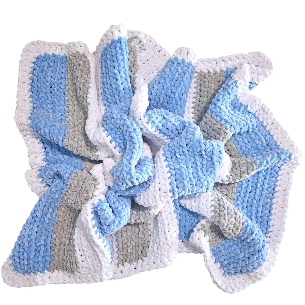 Crochet Chenille Blanket for Kids, Crochet Afghan, Children's Security Blanket - Picture 6 of 8